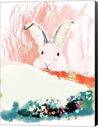 Framed Bunny in the Garden Print