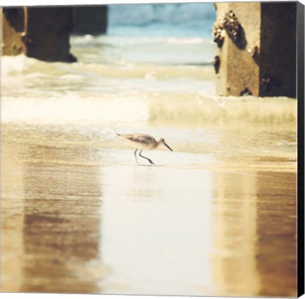 Framed Walking on The Beach Print