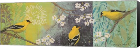 Framed Goldfinches Blooming Print