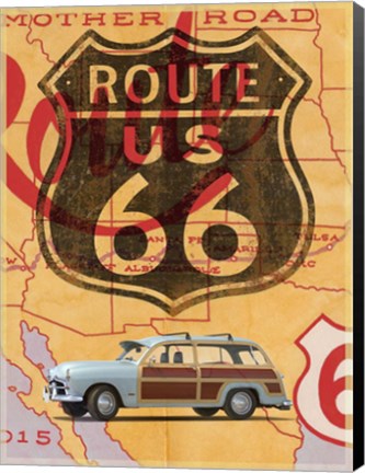 Framed Route 66 Vintage Postcard Print