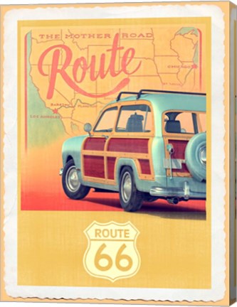 Framed Route 66 Vintage Travel Print