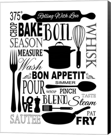 Framed Culinary Love 1 (black &amp; white) Print