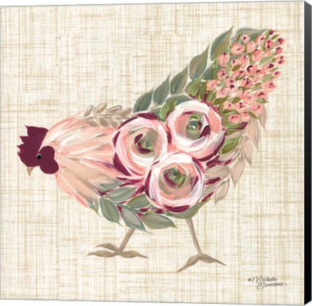 Framed Botanical Rooster II Print