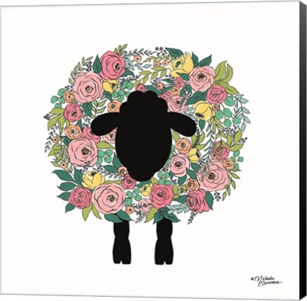 Framed Floral Sheep Print