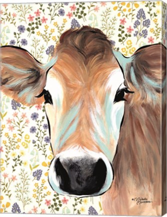 Framed Bluebell Cow Print