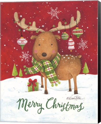 Framed Merry Christmas Reindeer Print