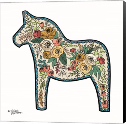 Framed Floral Horse Print