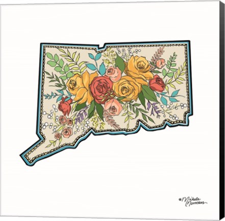 Framed Floral Connecticut Print