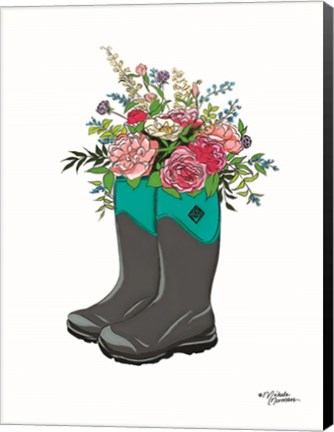 Framed Floral Boots Print