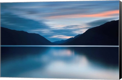 Framed Lake Crescent Dusk Print