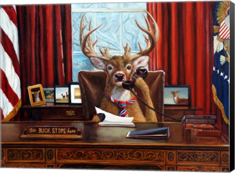 Framed Buck Stops Here Print