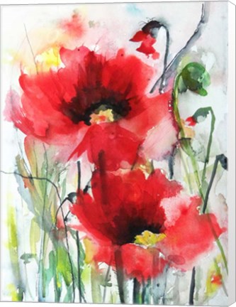 Framed Red Poppies Print