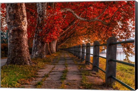 Framed Walk by the River Print