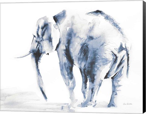 Framed Lone Elephant Blue Gray Crop Print