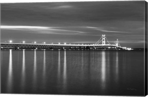 Framed Mackinac Bridge BW Print