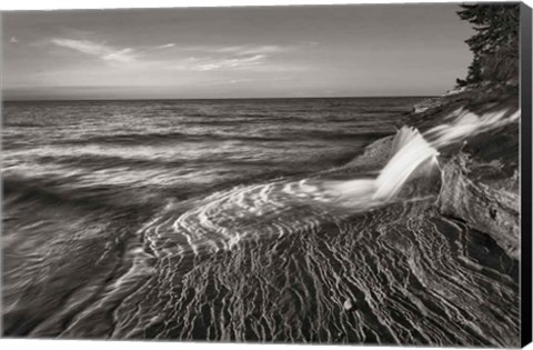 Framed Pictured Rocks Michigan II BW Print