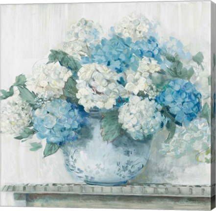 Framed Blue Hydrangea Cottage Crop Print