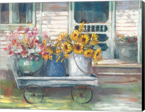 Framed Garden Wagon Bright Print