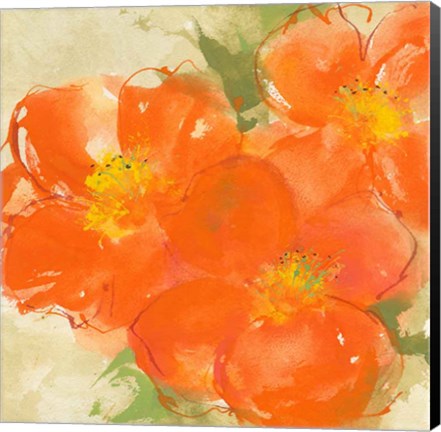 Framed Tangerine Poppies II Print