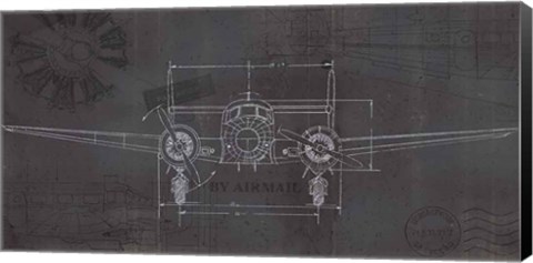 Framed Plane Blueprint IV Wings Print