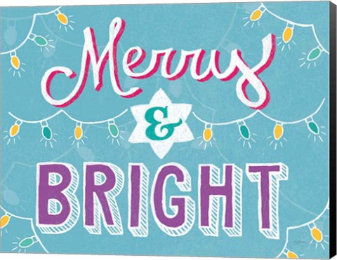 Framed Merry and Bright Aqua Print