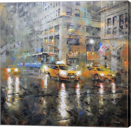 Framed Manhattan Orange Rain Print