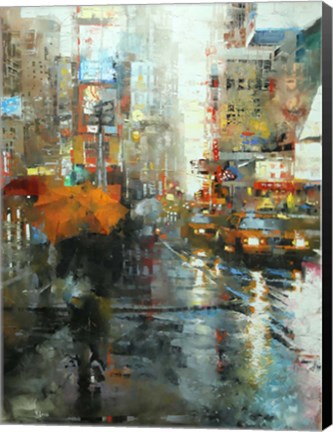 Framed Manhattan Orange Umbrella Print