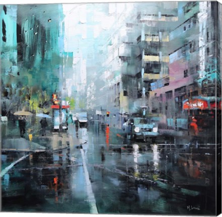 Framed Montreal Turquoise Rain Print