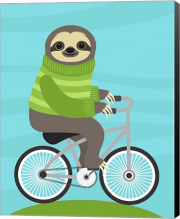 Framed Cycling Sloth Print