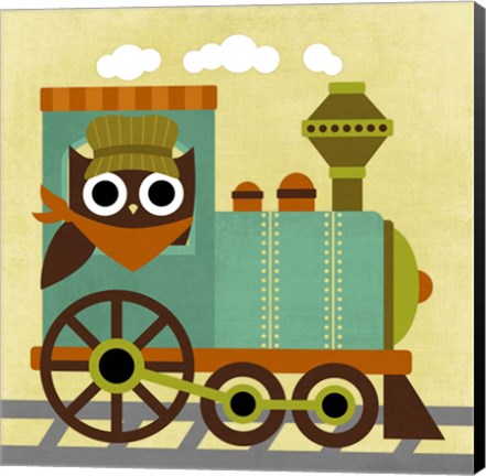 Framed Owl Train Conductor Print