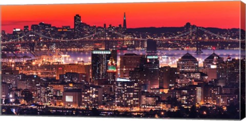 Framed Oakland SF Twilight Print