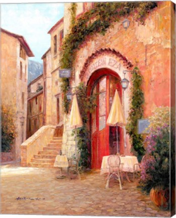 Framed Eze Village Cafe, France Print