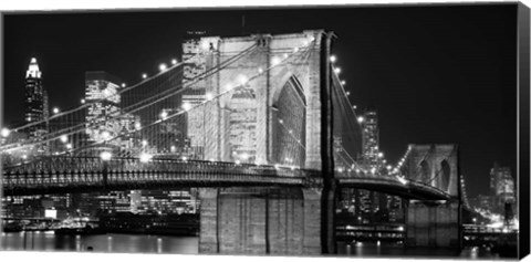 Framed Brooklyn Bridge at Night Print