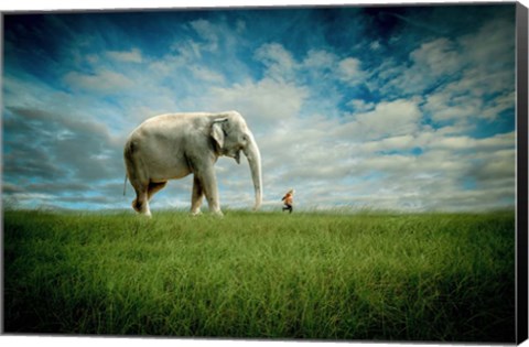 Framed Elephant Follow Me Print