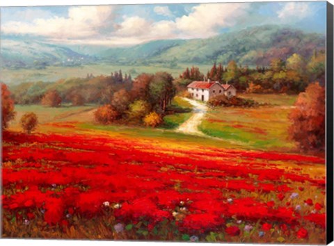 Framed Poppy Fields Afar Print