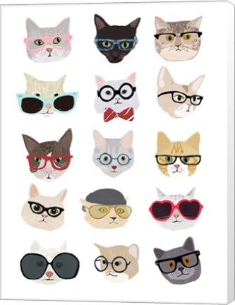 Framed Cats with Glasses Print