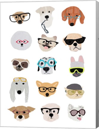 Framed Dogs with Glasses Print