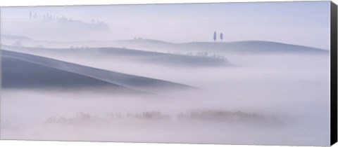 Framed Dawn Mist in Val d&#39;Orcia, Tuscany Print