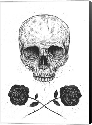 Framed Skull N Roses Print