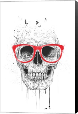 Framed Skull With Red Glasses Print