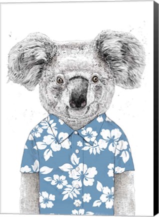 Framed Summer Koala (Blue) Print