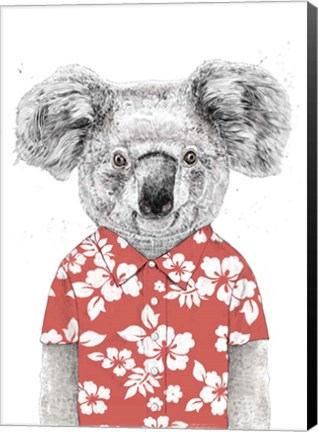 Framed Summer Koala (Red) Print