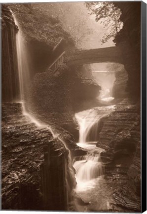 Framed Waterfall on a Rainy Day Print