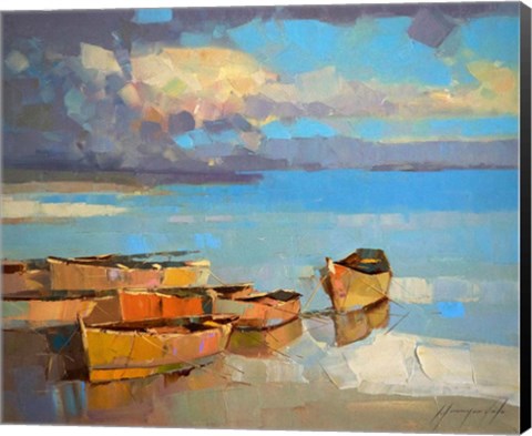 Framed Fishing Boats Print
