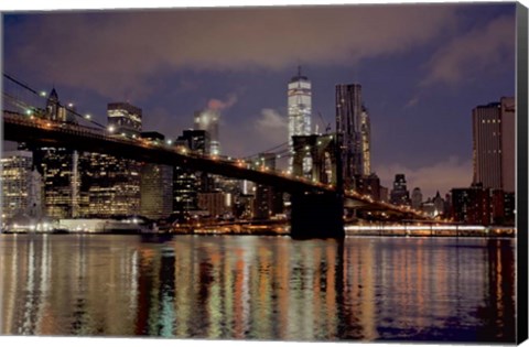 Framed Brooklyn Bridge at Dawn Print