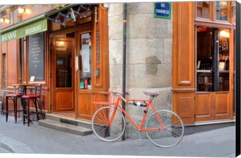 Framed Orange Bicycle, Paris Print