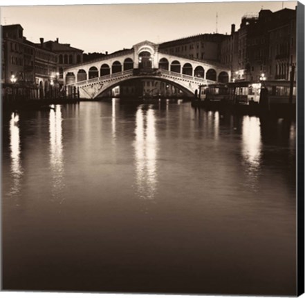 Framed Ponte Rialto di Notte Print
