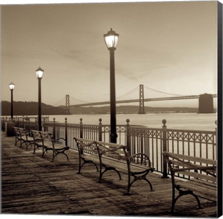 Framed San Francisco Bay Bridge at Dusk Print