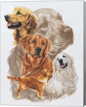 Framed Golden Retriever with Ghost Image Print