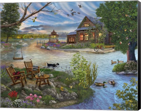 Framed Coffee on the Lakeshore Print